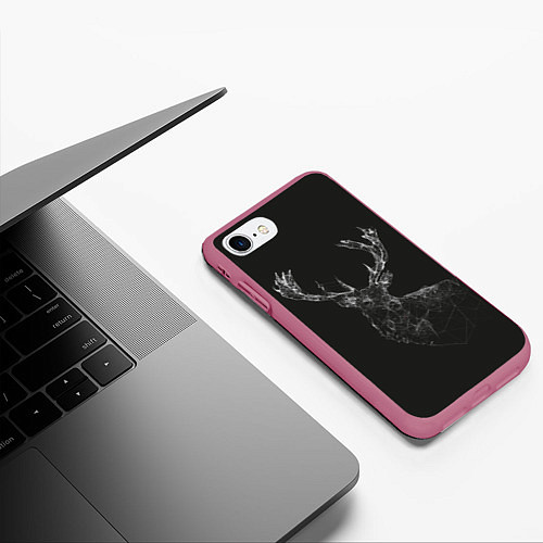 Чехол iPhone 7/8 матовый DEER POLYGONS / 3D-Малиновый – фото 3