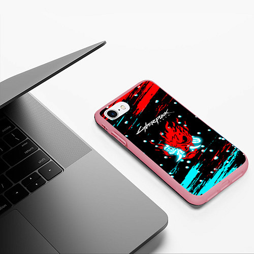 Чехол iPhone 7/8 матовый Cyberpunk 2077 Белый снег / 3D-Баблгам – фото 3