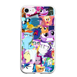 Чехол iPhone 7/8 матовый My Little Pony Персонажи, цвет: 3D-белый