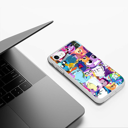 Чехол iPhone 7/8 матовый My Little Pony Персонажи / 3D-Белый – фото 3