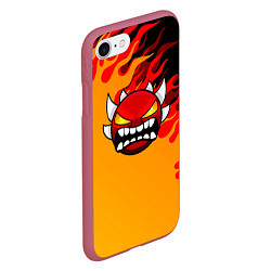 Чехол iPhone 7/8 матовый Geometry Dash пламя огня, цвет: 3D-малиновый — фото 2
