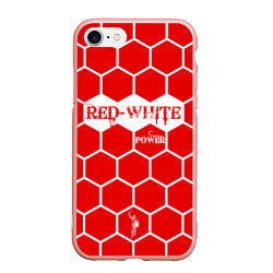 Чехол iPhone 7/8 матовый Красно-Белая Сила, цвет: 3D-светло-розовый