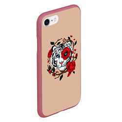 Чехол iPhone 7/8 матовый White Tiger Symbol, цвет: 3D-малиновый — фото 2