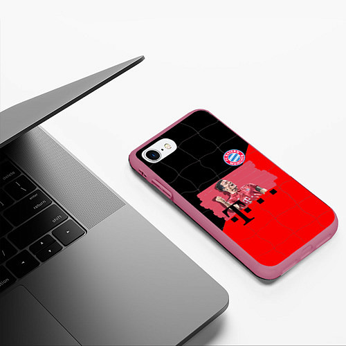 Чехол iPhone 7/8 матовый Бавария Левандовски 9 / 3D-Малиновый – фото 3