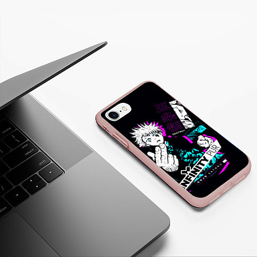 Чехол iPhone 7/8 матовый Satoru gojo в безумии расширение территории / 3D-Светло-розовый – фото 3