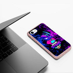 Чехол iPhone 7/8 матовый Brawl Stars Леон Носорог 2022, цвет: 3D-светло-розовый — фото 2