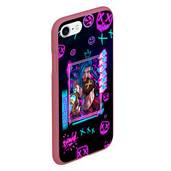 Чехол iPhone 7/8 матовый Аркейн неон, цвет: 3D-малиновый — фото 2