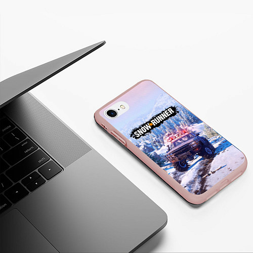 Чехол iPhone 7/8 матовый SnowRunner Гонки по бездорожью / 3D-Светло-розовый – фото 3