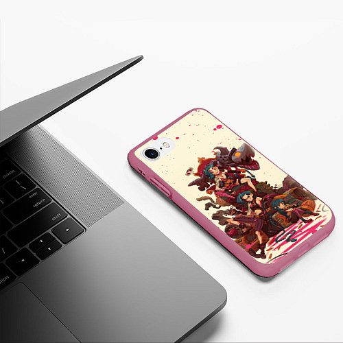 Чехол iPhone 7/8 матовый ЛИГА ЛЕГЕНД JINX ARCANE / 3D-Малиновый – фото 3