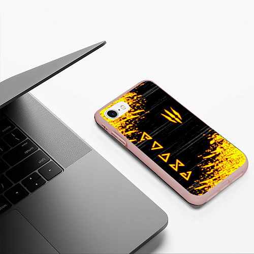 Чехол iPhone 7/8 матовый The Witcher Neon / 3D-Светло-розовый – фото 3