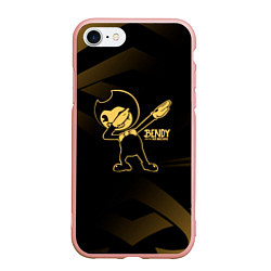 Чехол iPhone 7/8 матовый Bendy and the ink machine золотистый, цвет: 3D-светло-розовый