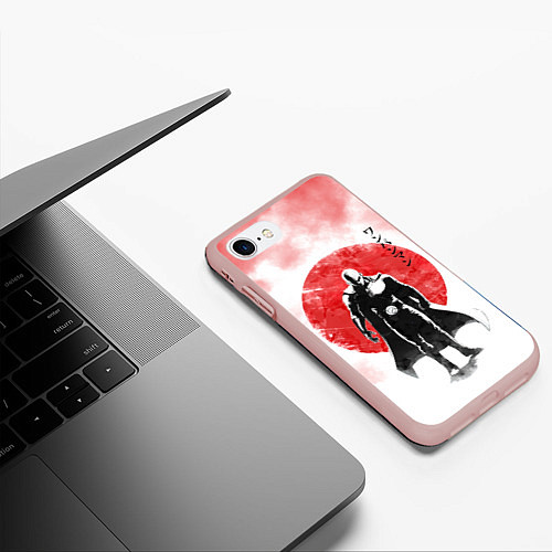 Чехол iPhone 7/8 матовый Сайтама красный дым One Punch-Man / 3D-Светло-розовый – фото 3
