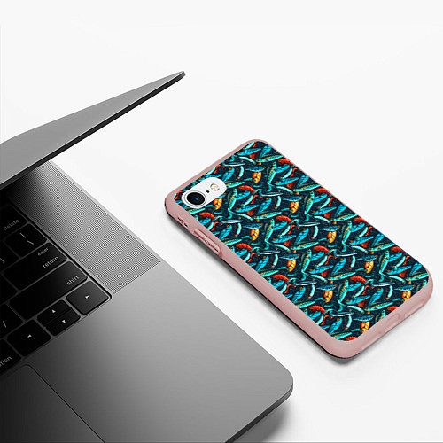 Чехол iPhone 7/8 матовый Рыболовные Воблеры / 3D-Светло-розовый – фото 3