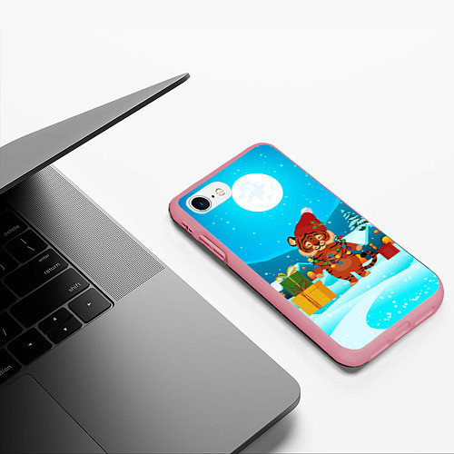Чехол iPhone 7/8 матовый Новый год 2022 Тигр с подарками / 3D-Баблгам – фото 3