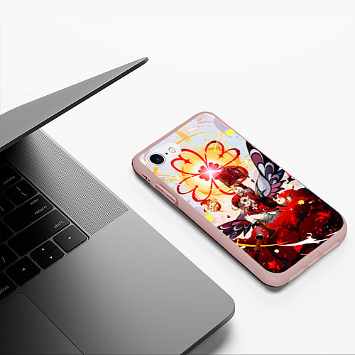 Чехол iPhone 7/8 матовый Кли с крыльями при взрыве Genshin Impact / 3D-Светло-розовый – фото 3