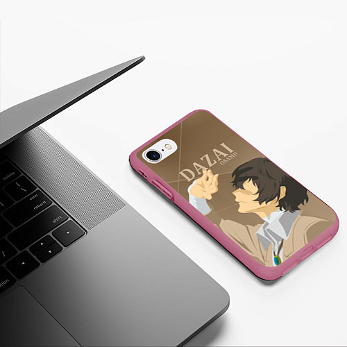 Чехол iPhone 7/8 матовый Дазай Осаму Dazai Osamu, bungou stray dogs образ / 3D-Малиновый – фото 3