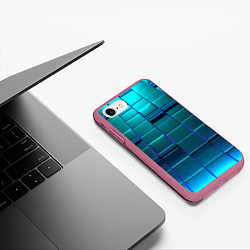 Чехол iPhone 7/8 матовый 3D квадраты неоновые, цвет: 3D-малиновый — фото 2