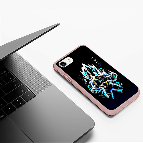Чехол iPhone 7/8 матовый Разряд молнии Гоку - Dragon Ball / 3D-Светло-розовый – фото 3