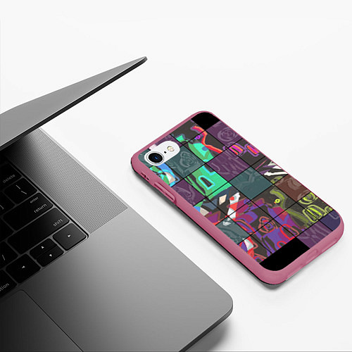 Чехол iPhone 7/8 матовый Мир в квадрате / 3D-Малиновый – фото 3