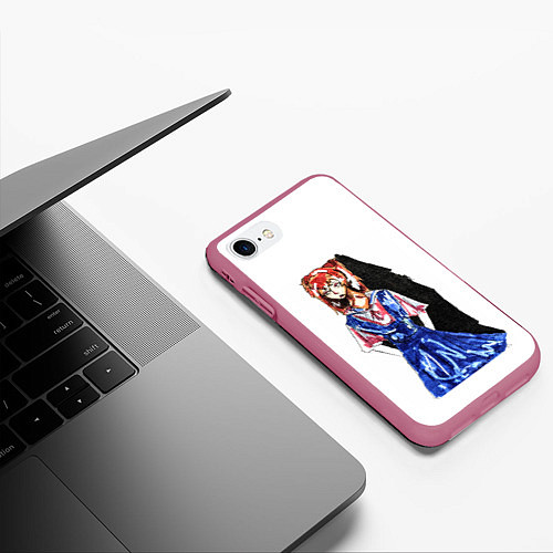 Чехол iPhone 7/8 матовый Аска красками / 3D-Малиновый – фото 3