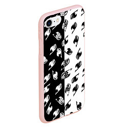 Чехол iPhone 7/8 матовый FAIRY TAIL BLACK WHITE ХВОСТ ФЕИ СИМВОЛЫ ЧЁРНО БЕЛ, цвет: 3D-светло-розовый — фото 2