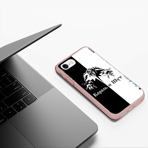 Чехол iPhone 7/8 матовый КОРОЛЬ И ШУТ ЧЁРНО БЕЛЫЙ КЛОУН / 3D-Светло-розовый – фото 3