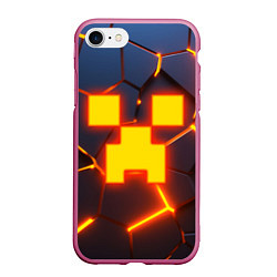 Чехол iPhone 7/8 матовый ОГНЕННЫЙ КРИПЕР 3D ПЛИТЫ FIRE CREEPER, цвет: 3D-малиновый