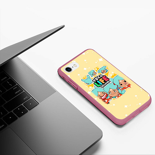Чехол iPhone 7/8 матовый Тока Бока персонаж Рита Toca Boca / 3D-Малиновый – фото 3
