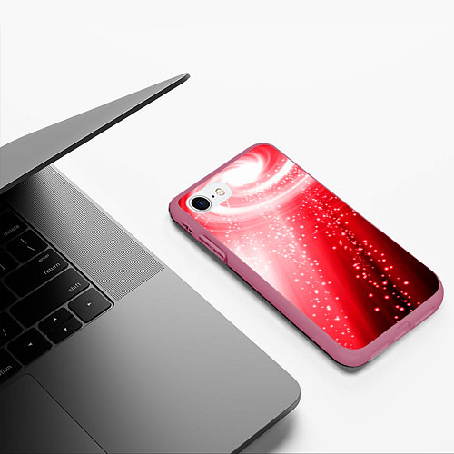 Чехол iPhone 7/8 матовый Красная космическая спираль / 3D-Малиновый – фото 3