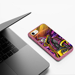 Чехол iPhone 7/8 матовый Страж в маске, цвет: 3D-малиновый — фото 2