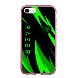 Чехол iPhone 7/8 матовый RAZER GREEN, цвет: 3D-малиновый