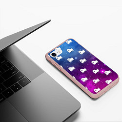 Чехол iPhone 7/8 матовый UNDERTALE DOGS PATTERN SPACE, цвет: 3D-светло-розовый — фото 2