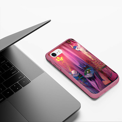 Чехол iPhone 7/8 матовый Ярко розовый / 3D-Малиновый – фото 3