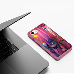 Чехол iPhone 7/8 матовый Ярко розовый, цвет: 3D-малиновый — фото 2