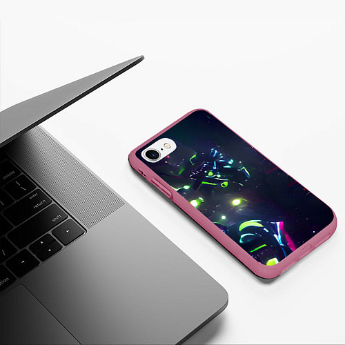 Чехол iPhone 7/8 матовый Космическая битва / 3D-Малиновый – фото 3