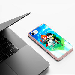 Чехол iPhone 7/8 матовый The Rising of the Shield Hero - Наофуми и Рафталия, цвет: 3D-светло-розовый — фото 2