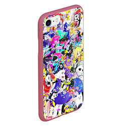 Чехол iPhone 7/8 матовый UNDERTALE PATTERN HEROES, ВСЕ ГЕРОИ ИГРЫ, цвет: 3D-малиновый — фото 2