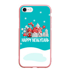 Чехол iPhone 7/8 матовый Happy New Year Новогодние гномы, цвет: 3D-баблгам