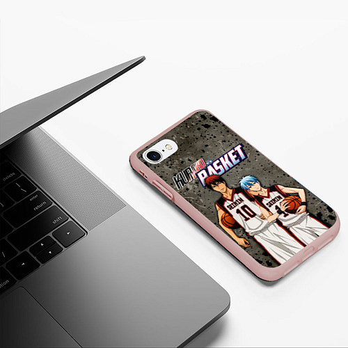 Чехол iPhone 7/8 матовый Kuroko no Basket, Kagami Taiga Kuroko Tetsuya / 3D-Светло-розовый – фото 3