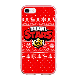 Чехол iPhone 7/8 матовый НОВОГОДНИЙ СВИТЕР BRAWL STARS КРАСНЫЙ, цвет: 3D-баблгам