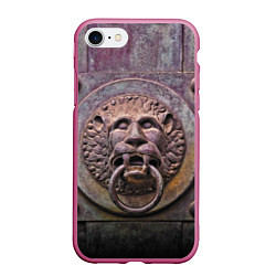 Чехол iPhone 7/8 матовый Lion gate, цвет: 3D-малиновый
