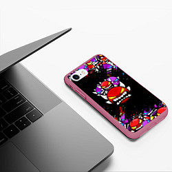 Чехол iPhone 7/8 матовый Geometry Dash 4 смайла, цвет: 3D-малиновый — фото 2