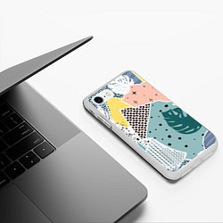 Чехол iPhone 7/8 матовый Абстрактный узор с пальмовыми листами и геометрией, цвет: 3D-белый — фото 2