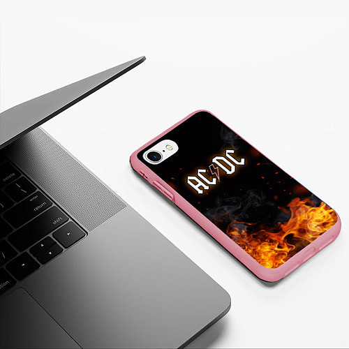 Чехол iPhone 7/8 матовый ACDC - Fire / 3D-Баблгам – фото 3