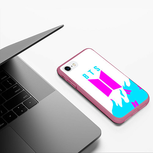 Чехол iPhone 7/8 матовый BTS бтс / 3D-Малиновый – фото 3