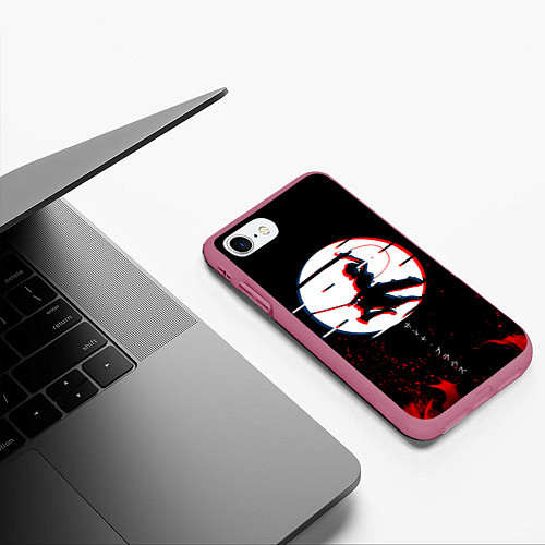 Чехол iPhone 7/8 матовый Attack on Titan Sasha / 3D-Малиновый – фото 3