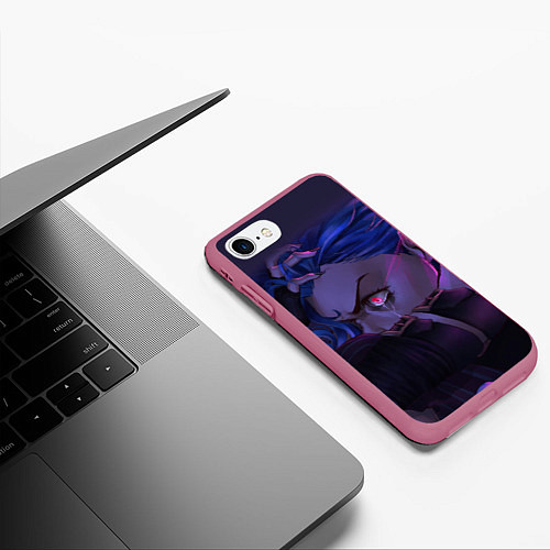 Чехол iPhone 7/8 матовый Jinx Powder - Джинкс Паудер / 3D-Малиновый – фото 3