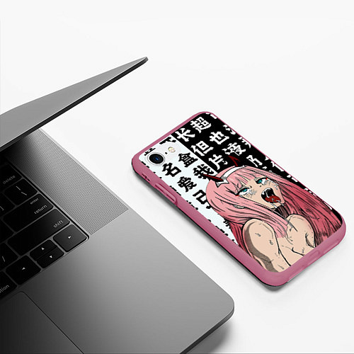 Чехол iPhone 7/8 матовый AHEGAO ZERO TWO Зеро ту ахегао / 3D-Малиновый – фото 3