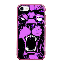Чехол iPhone 7/8 матовый Neon pink lion, цвет: 3D-малиновый