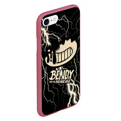 Чехол iPhone 7/8 матовый Bendy and the Ink Machine МОЛНИЯ, цвет: 3D-малиновый — фото 2